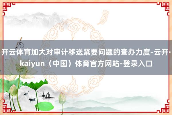 开云体育加大对审计移送紧要问题的查办力度-云开·kaiyun（中国）体育官方网站-登录入口