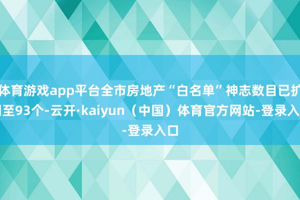 体育游戏app平台全市房地产“白名单”神志数目已扩围至93个-云开·kaiyun（中国）体育官方网站-登录入口