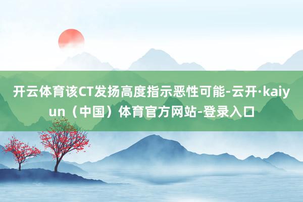 开云体育该CT发扬高度指示恶性可能-云开·kaiyun（中国）体育官方网站-登录入口