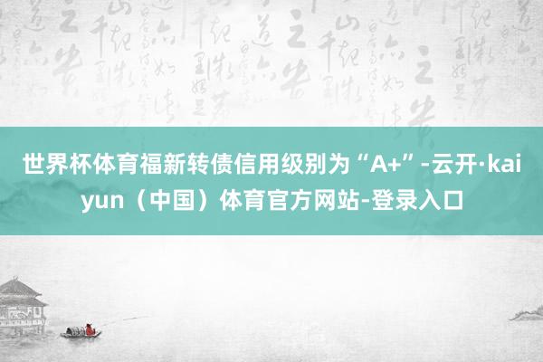 世界杯体育福新转债信用级别为“A+”-云开·kaiyun（中国）体育官方网站-登录入口